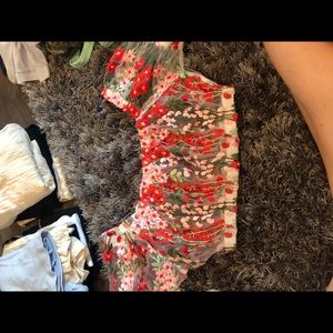 Urban outfitters floral mesh top.